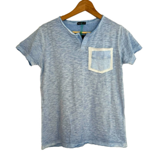 Cuties Youth Boy Size 14 Lightweight 100% Cotton Blue Chest Pocket T-Shirt Top